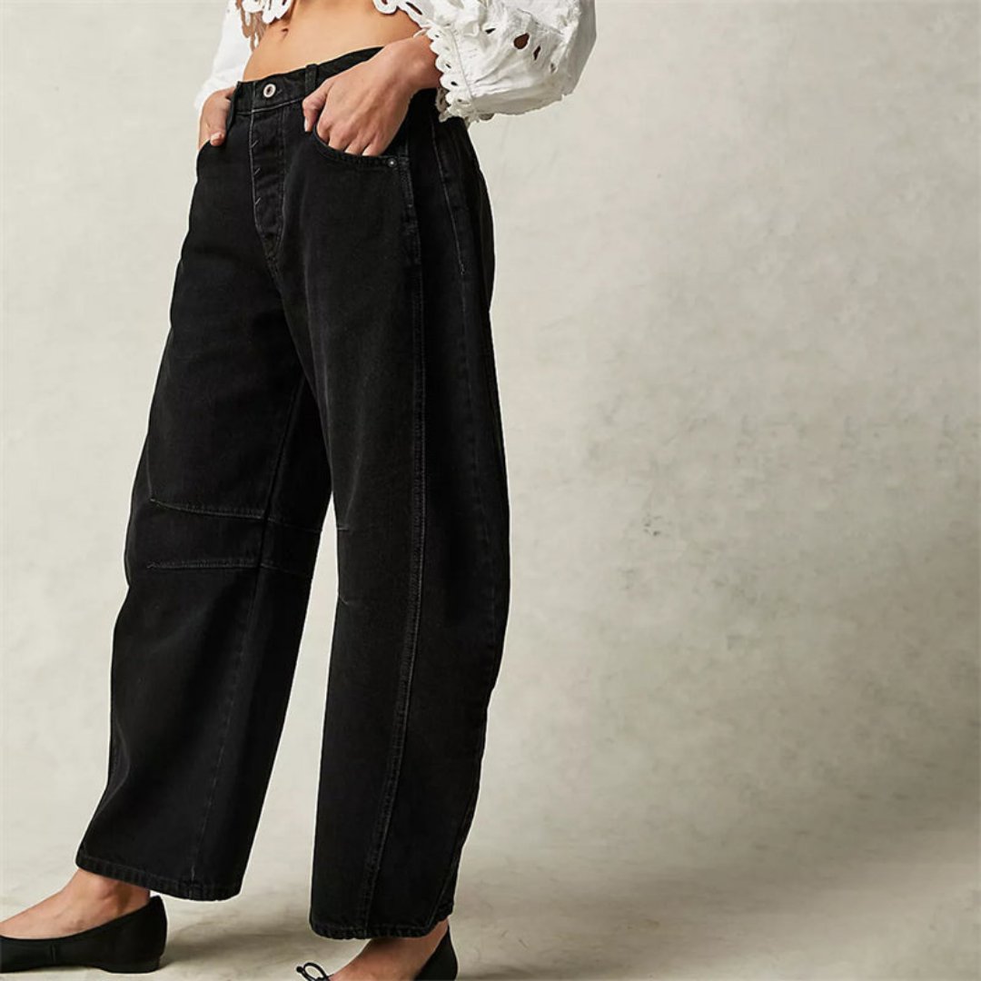 Aster | Mid Rise Cropped Barrel Leg Jeans
