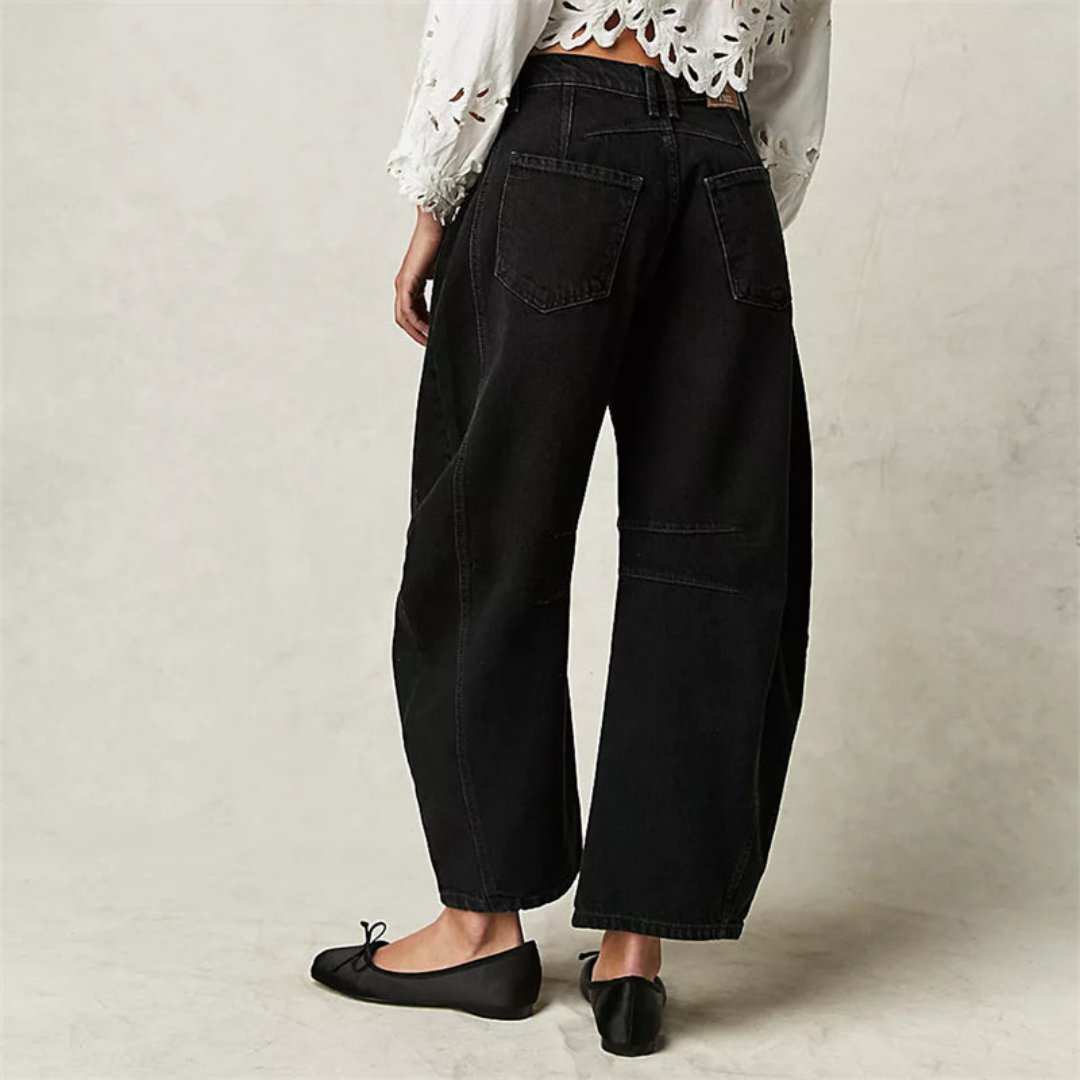 Aster | Mid Rise Cropped Barrel Leg Jeans