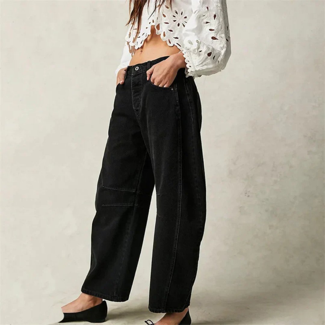 Aster | Mid Rise Cropped Barrel Leg Jeans