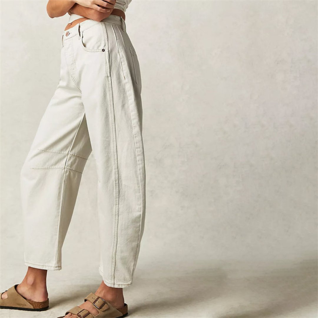 Aster | Mid Rise Cropped Barrel Leg Jeans
