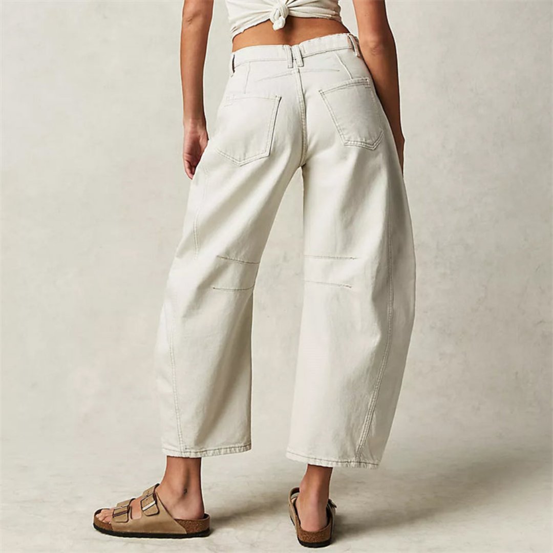 Aster | Mid Rise Cropped Barrel Leg Jeans