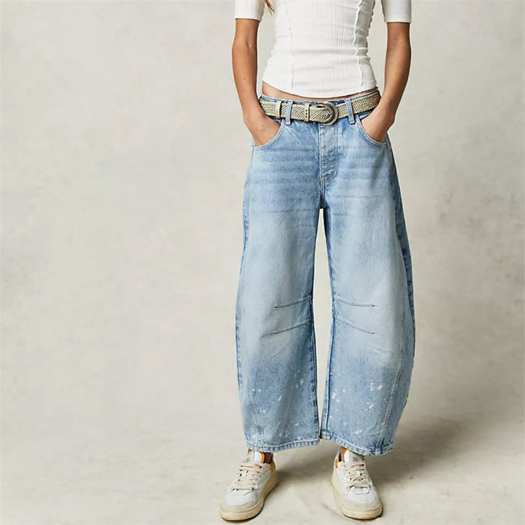 Aster | Mid Rise Cropped Barrel Leg Jeans
