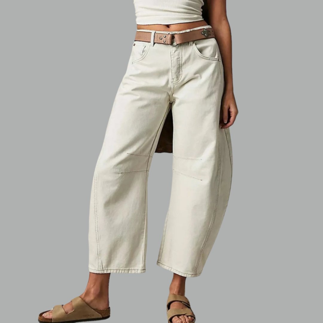 Aster | Mid Rise Cropped Barrel Leg Jeans