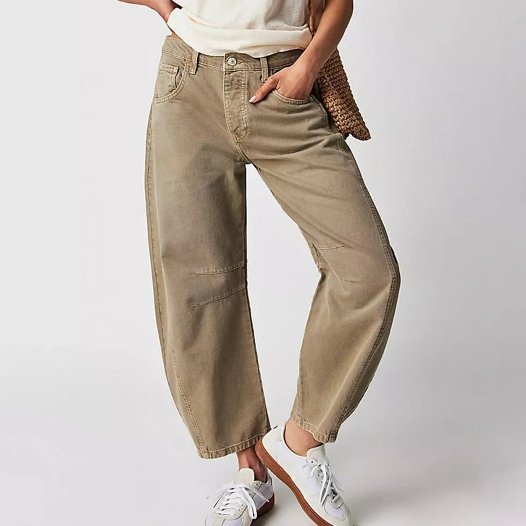 Aster | Mid Rise Cropped Barrel Leg Jeans