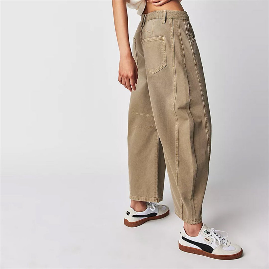 Aster | Mid Rise Cropped Barrel Leg Jeans