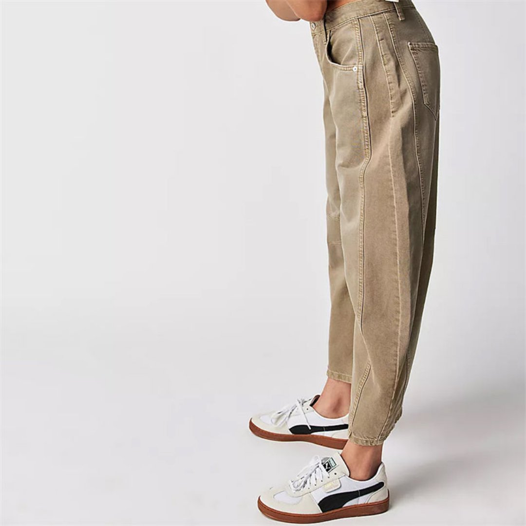 Aster | Mid Rise Cropped Barrel Leg Jeans