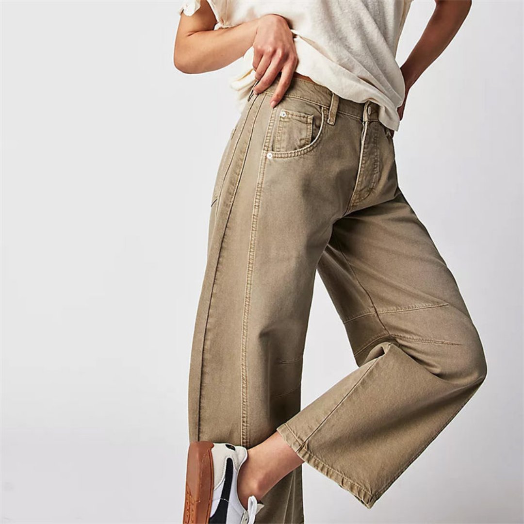 Aster | Mid Rise Cropped Barrel Leg Jeans