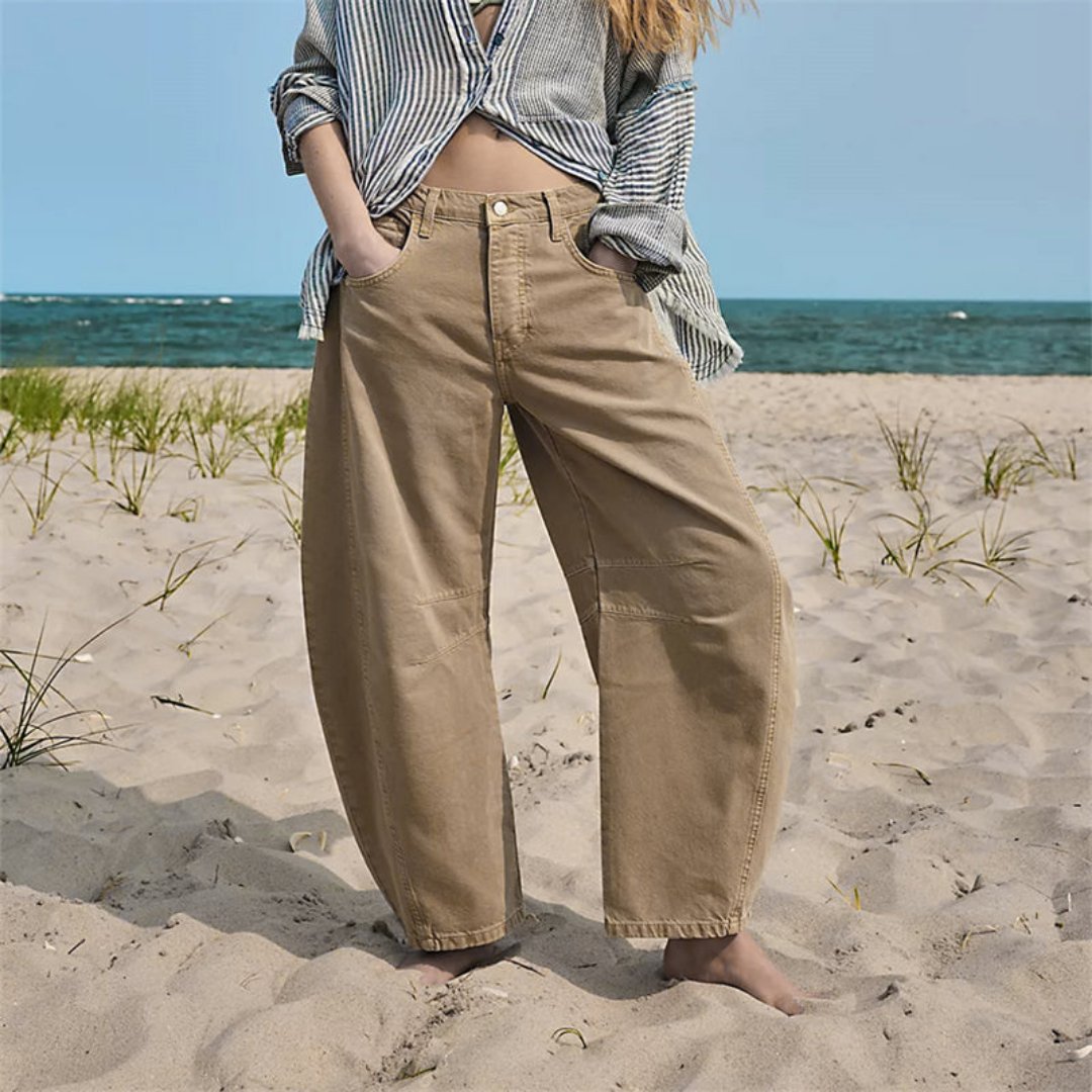 Aster | Mid Rise Cropped Barrel Leg Jeans