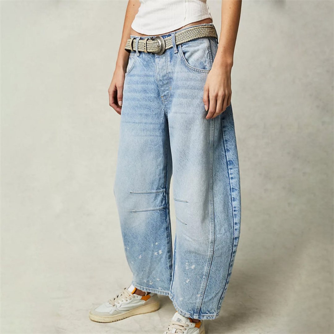 Aster | Mid Rise Cropped Barrel Leg Jeans