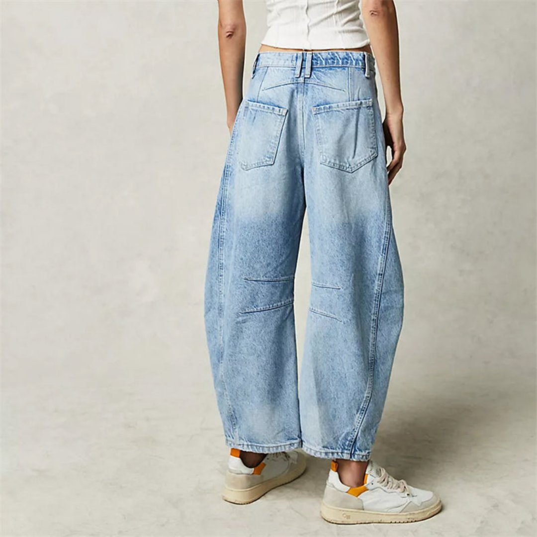 Aster | Mid Rise Cropped Barrel Leg Jeans
