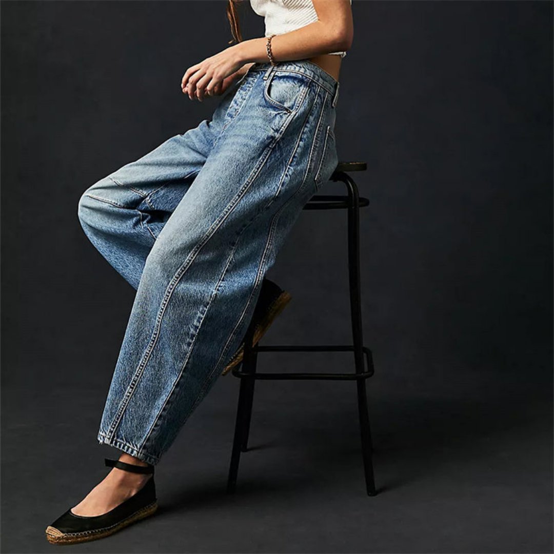 Aster | Mid Rise Cropped Barrel Leg Jeans