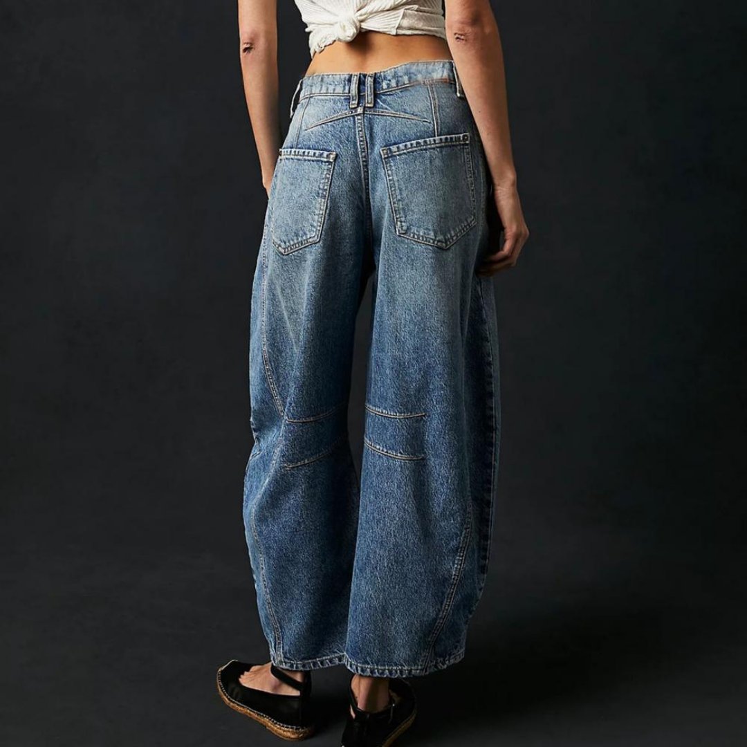 Aster | Mid Rise Cropped Barrel Leg Jeans
