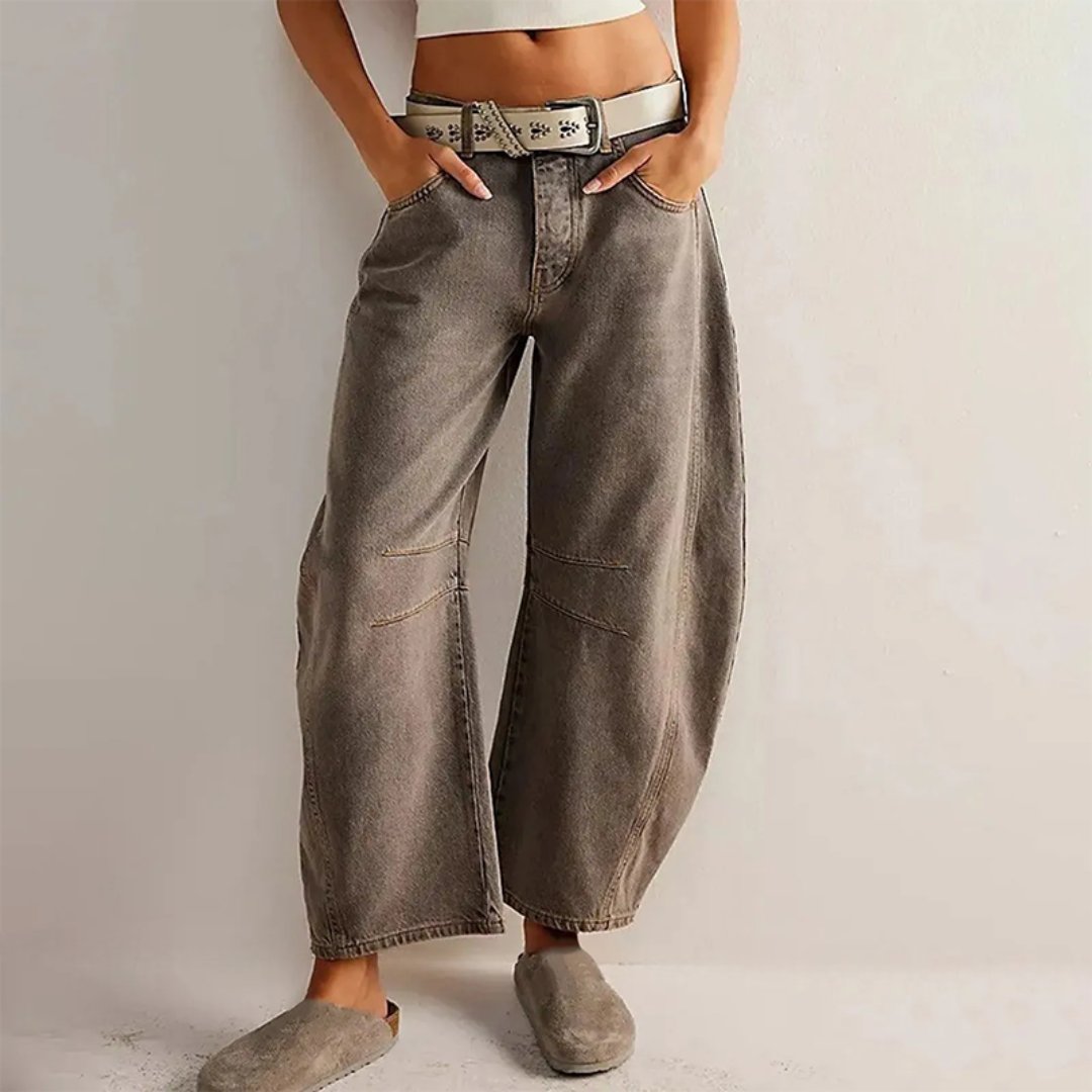 Aster | Mid Rise Cropped Barrel Leg Jeans