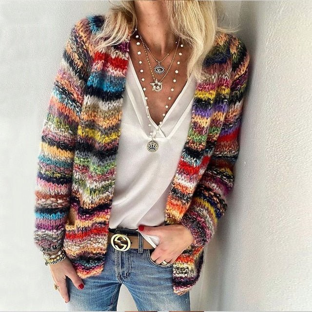 Lysandra | Women's Striped Open-Front Knitted Cardigan