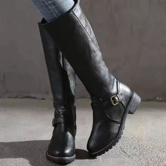 Sienna | Women's Knee-High Buckle Block Heel Boots