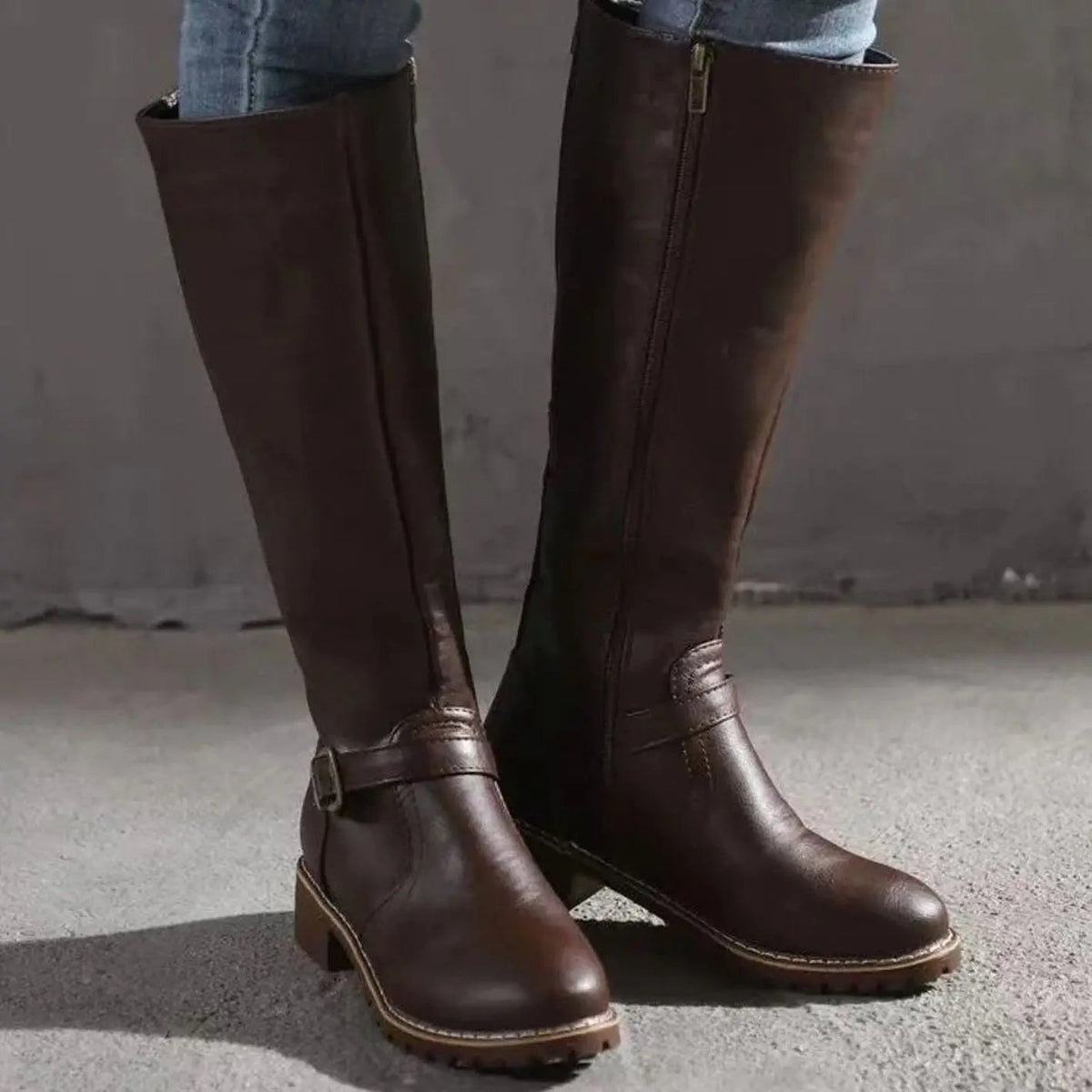 Sienna | Women's Knee-High Buckle Block Heel Boots