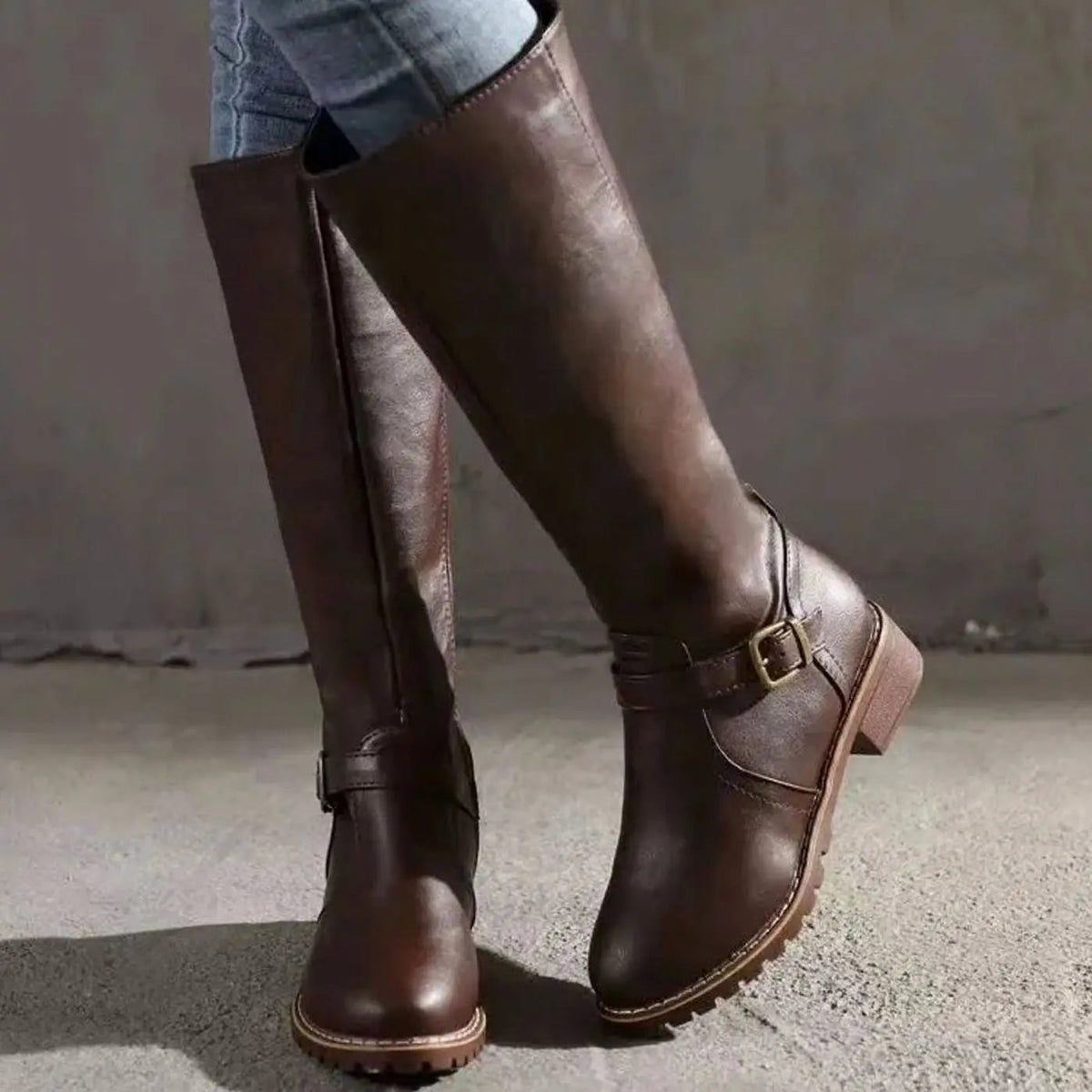 Sienna | Women's Knee-High Buckle Block Heel Boots