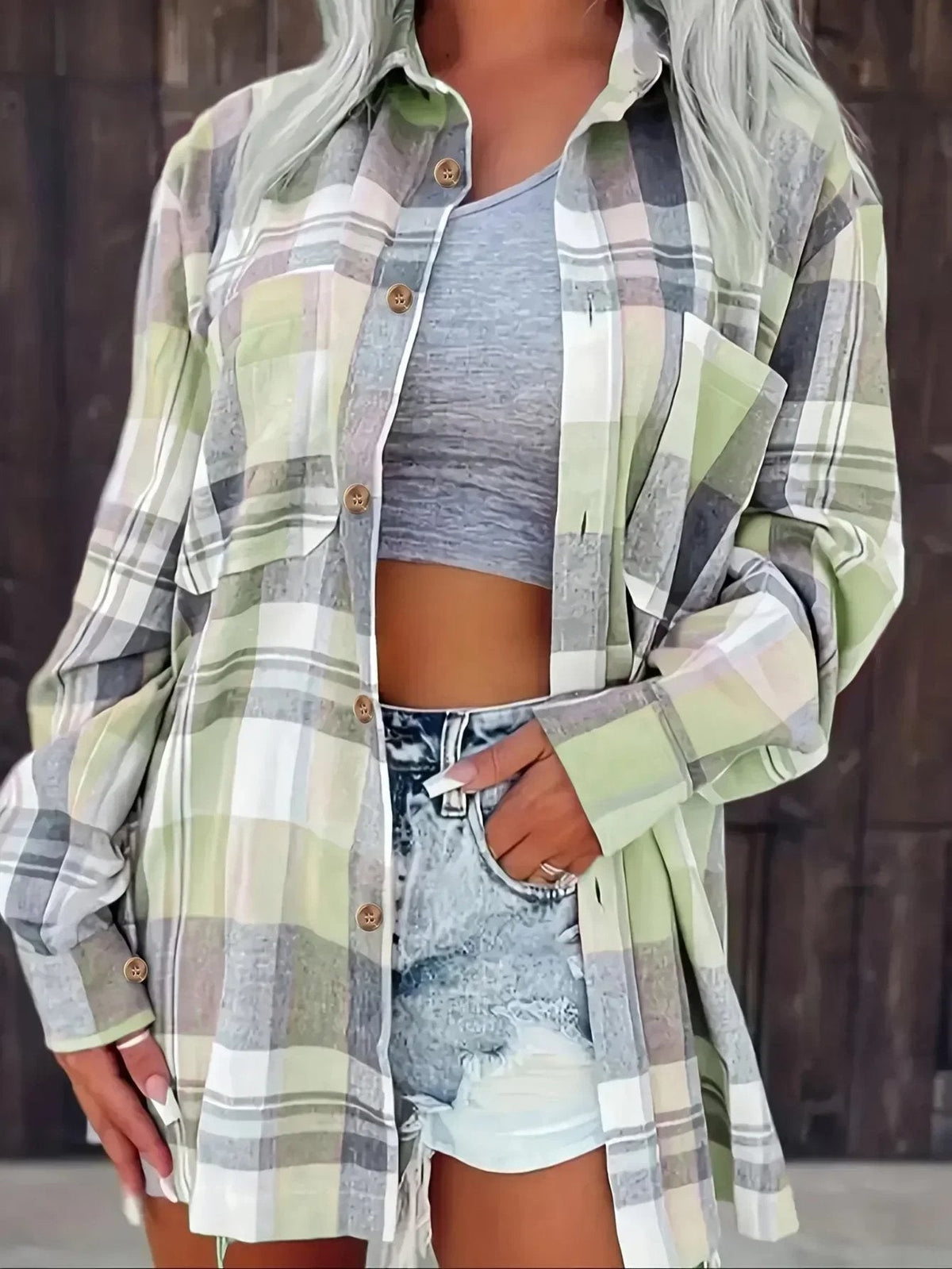 Violette | Women's Oversized Plaid Flannel Shirt