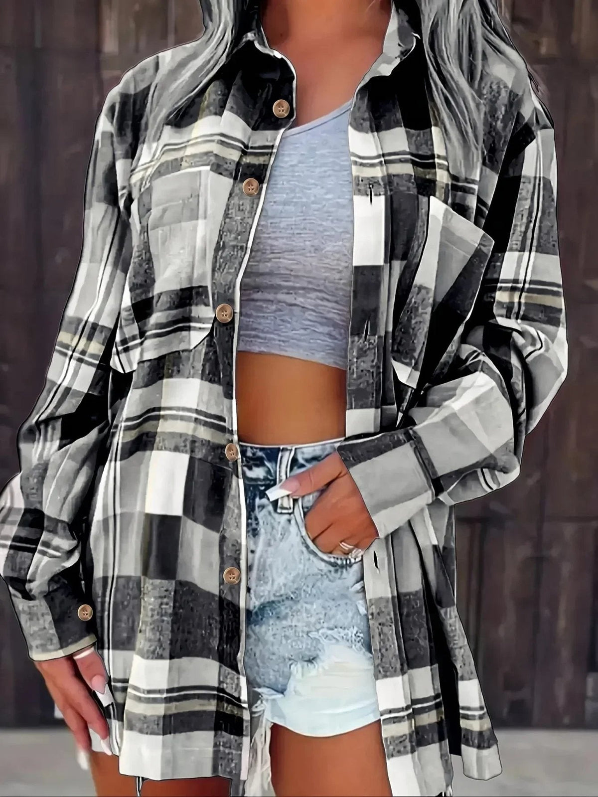 Violette | Women's Oversized Plaid Flannel Shirt