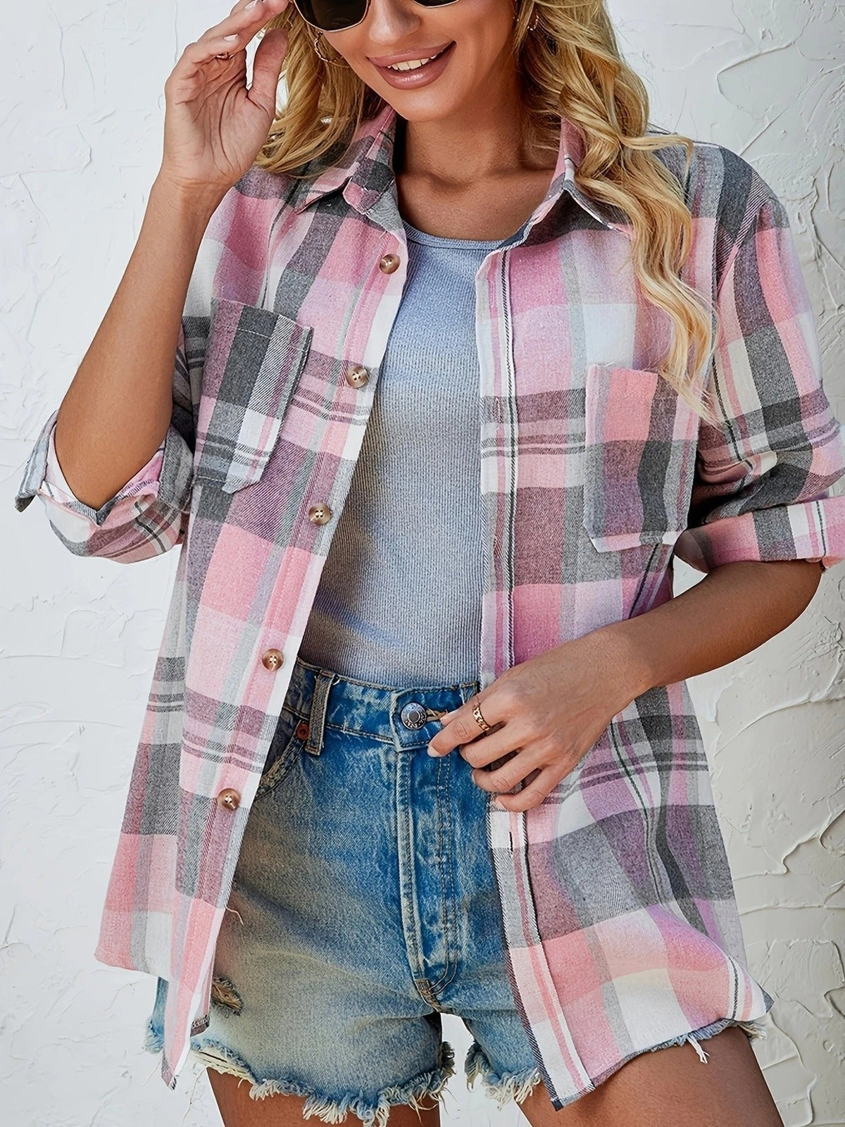 Violette | Women's Oversized Plaid Flannel Shirt