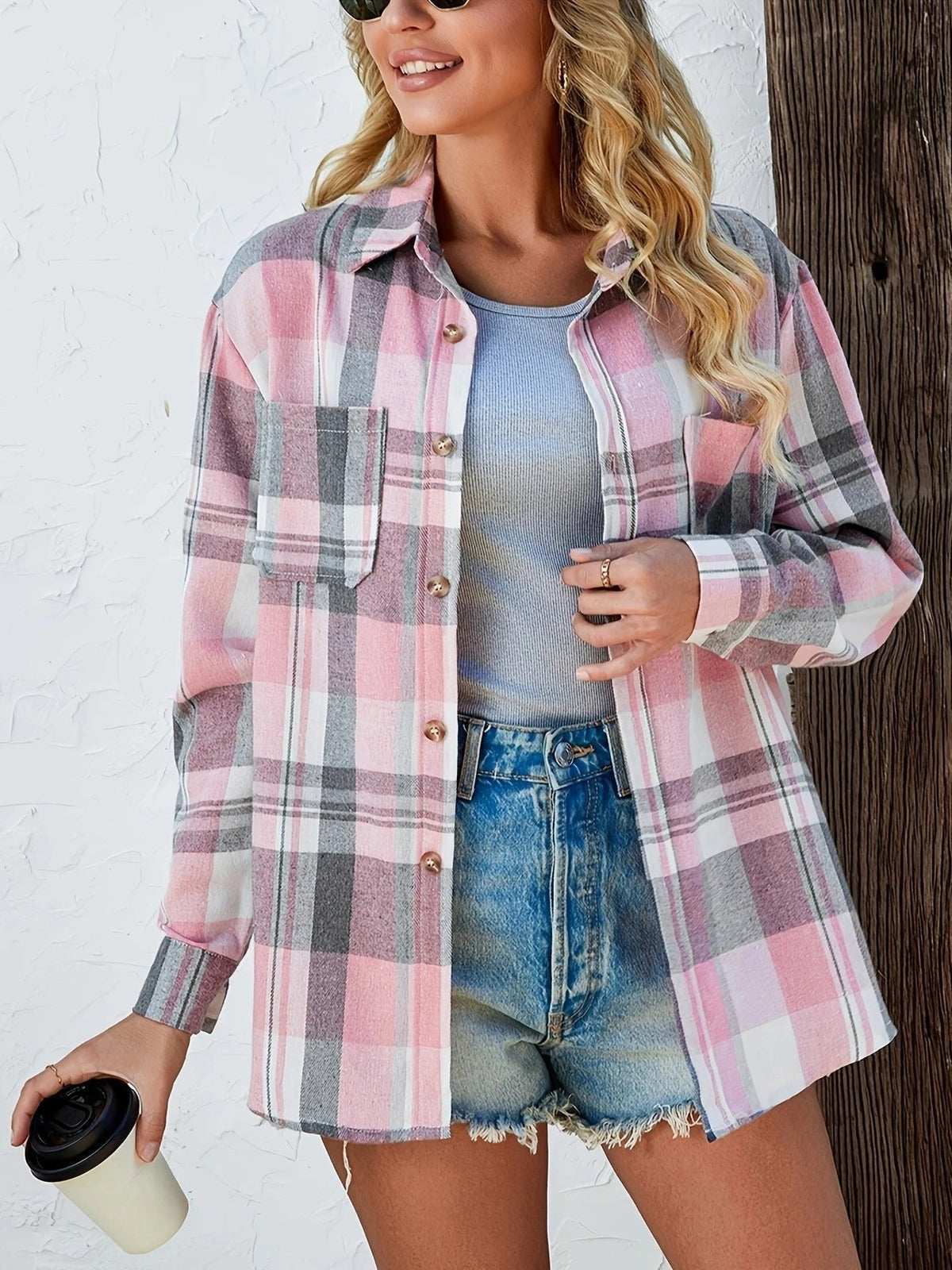 Violette | Women's Oversized Plaid Flannel Shirt
