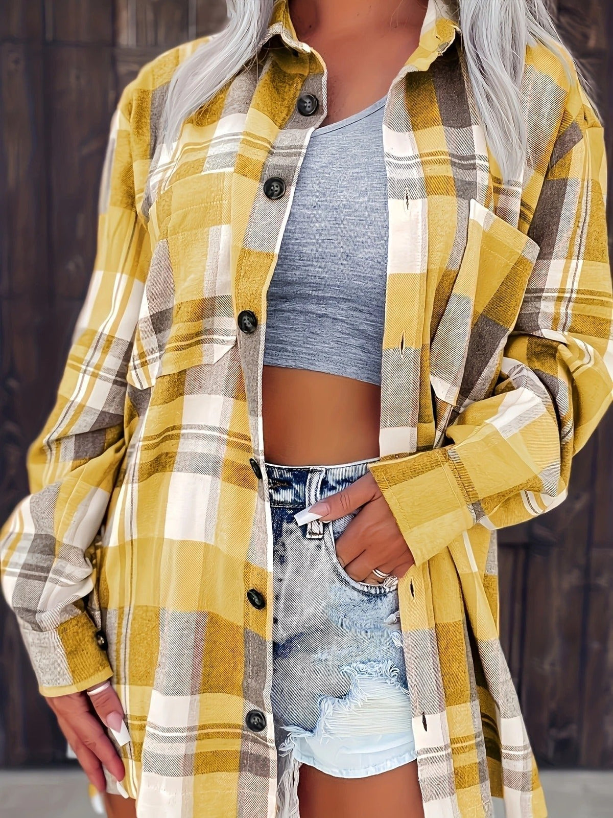 Violette | Women's Oversized Plaid Flannel Shirt