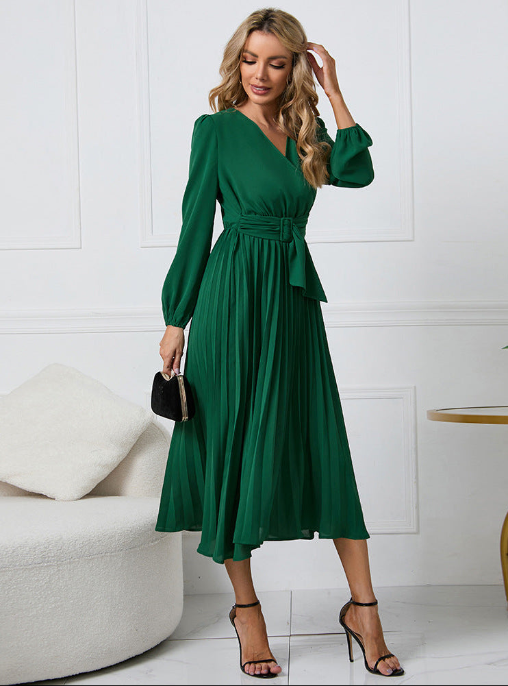 Serena | Elegant Long Sleeve Midi Wedding Guest Dress