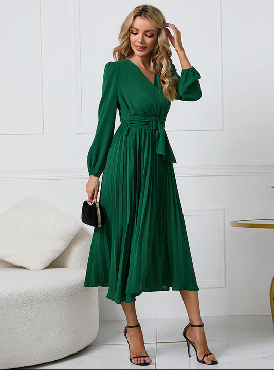 Serena | Elegant Long Sleeve Midi Wedding Guest Dress