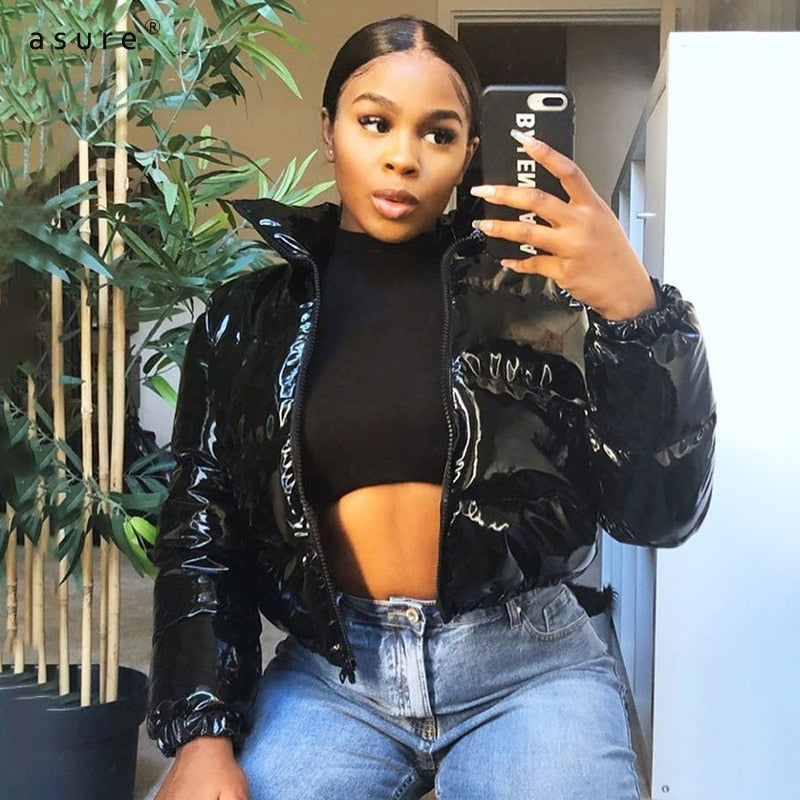 Zélie | Women's Cropped Metallic Puffer Jacket