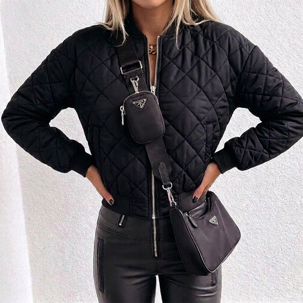 Maevienne | Women's Cropped Diamond Quilted Jacket
