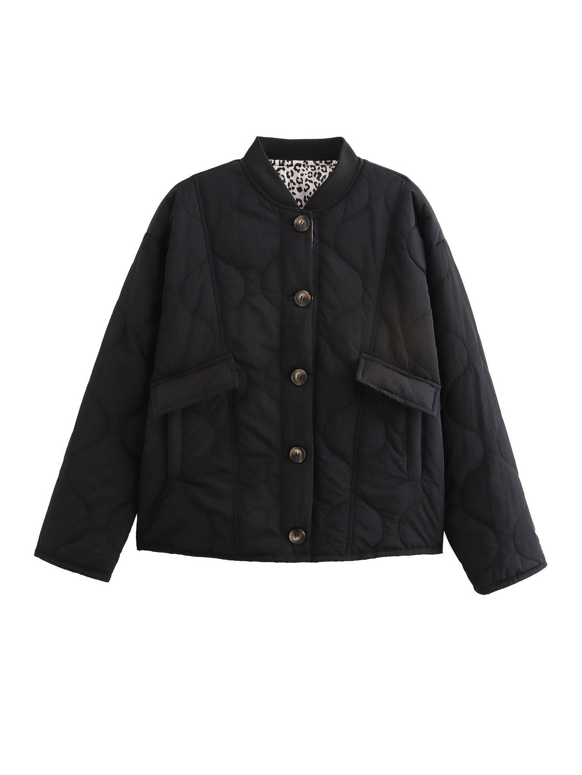 Sable | Women's Oversized Quilted Jacket with Leopard Lining