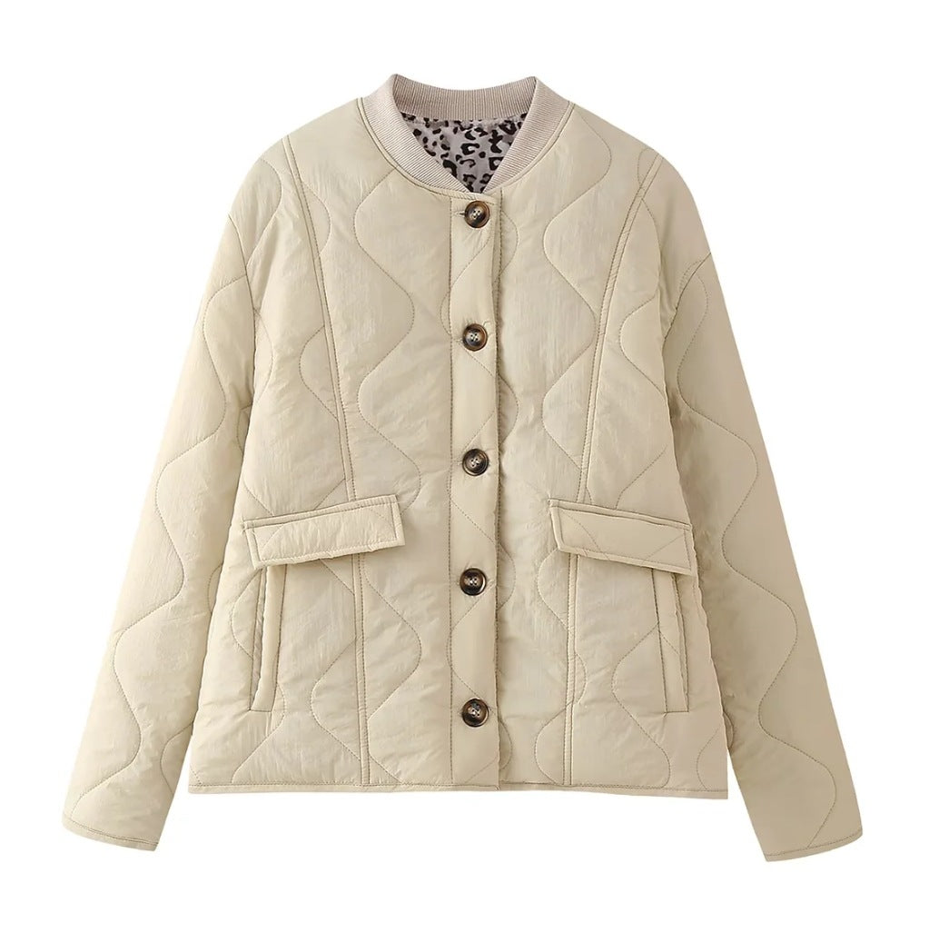 Sable | Women's Oversized Quilted Jacket with Leopard Lining