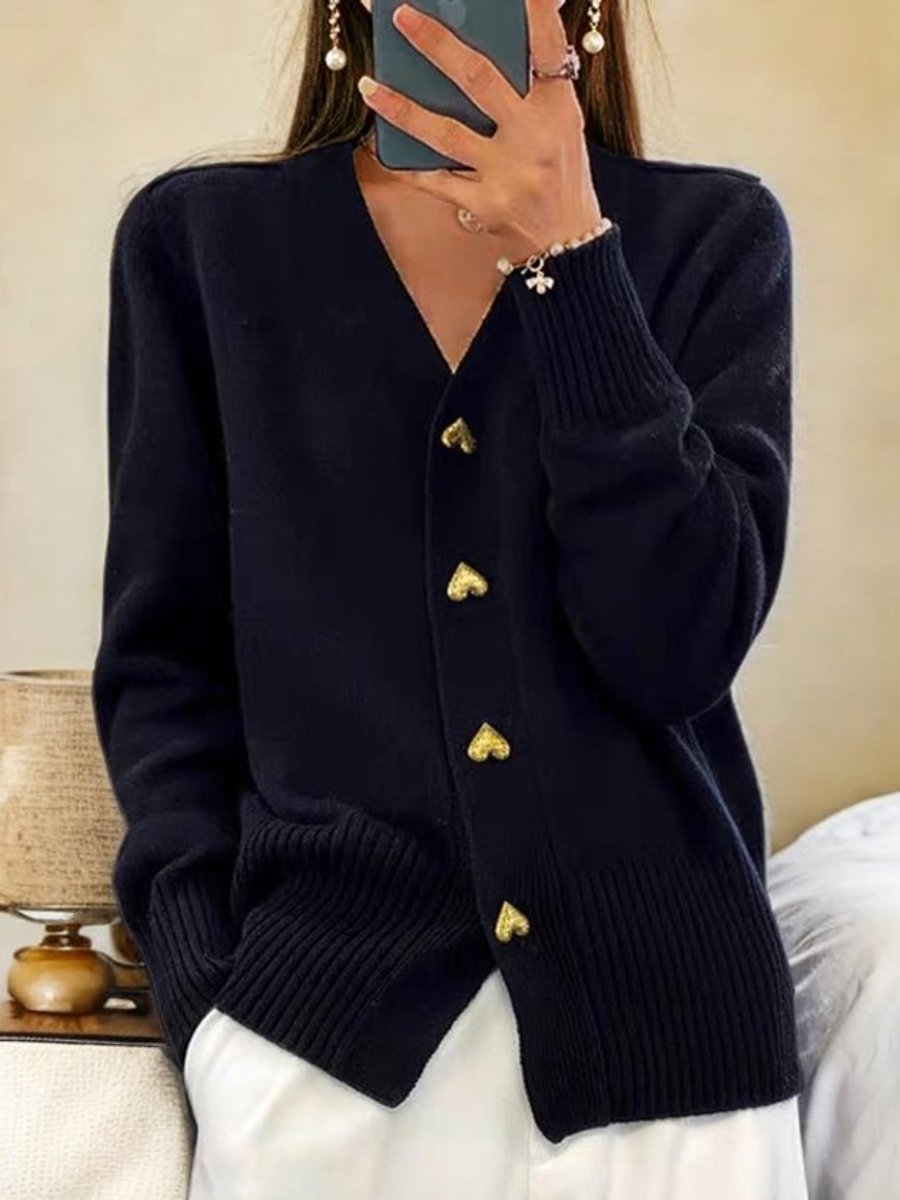 Évabelle | Women's Heart-Button Knit Cardigan