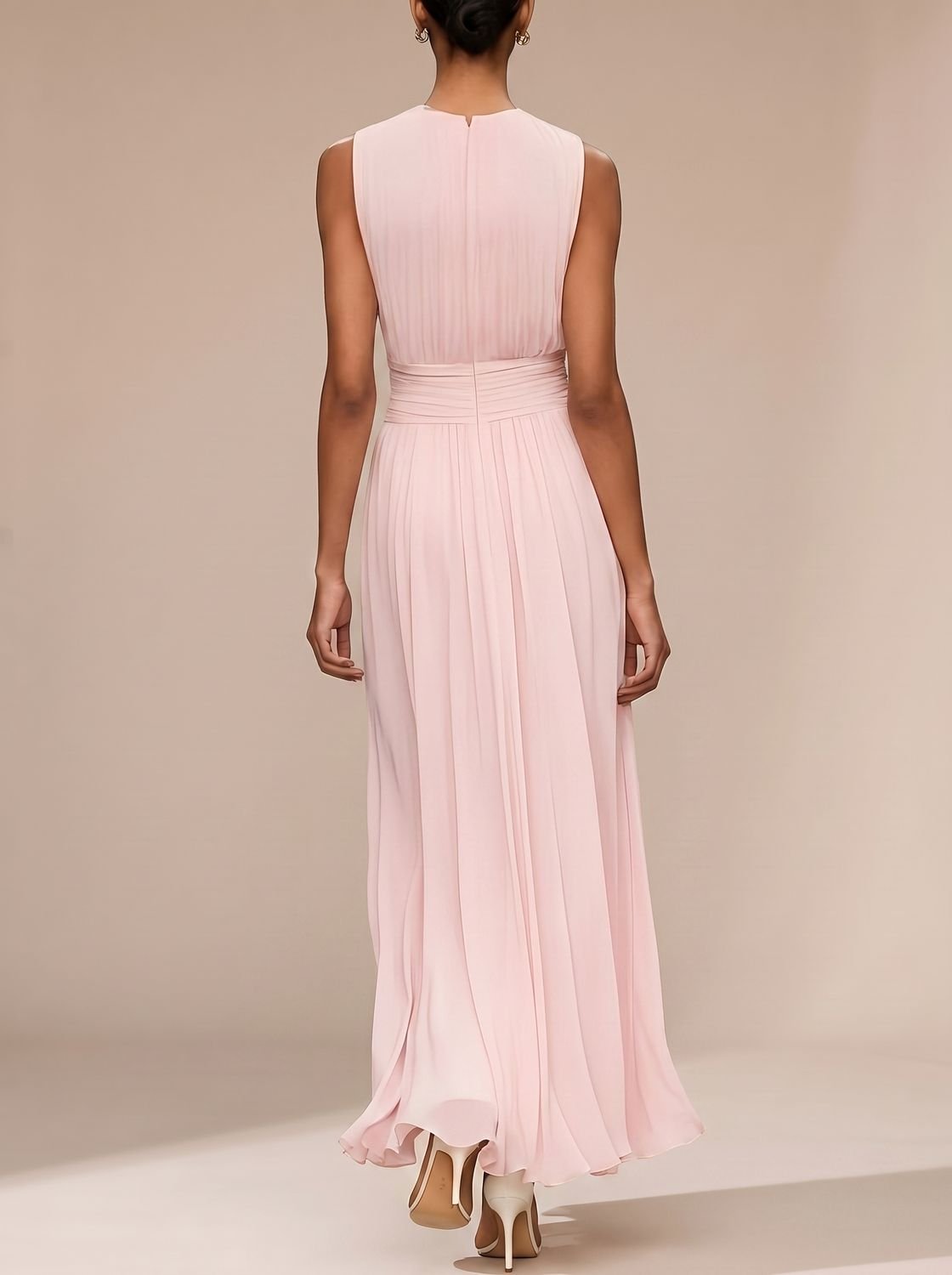 Philomena | Pleated Maxi Christmas Party Dress with Ruched Waist