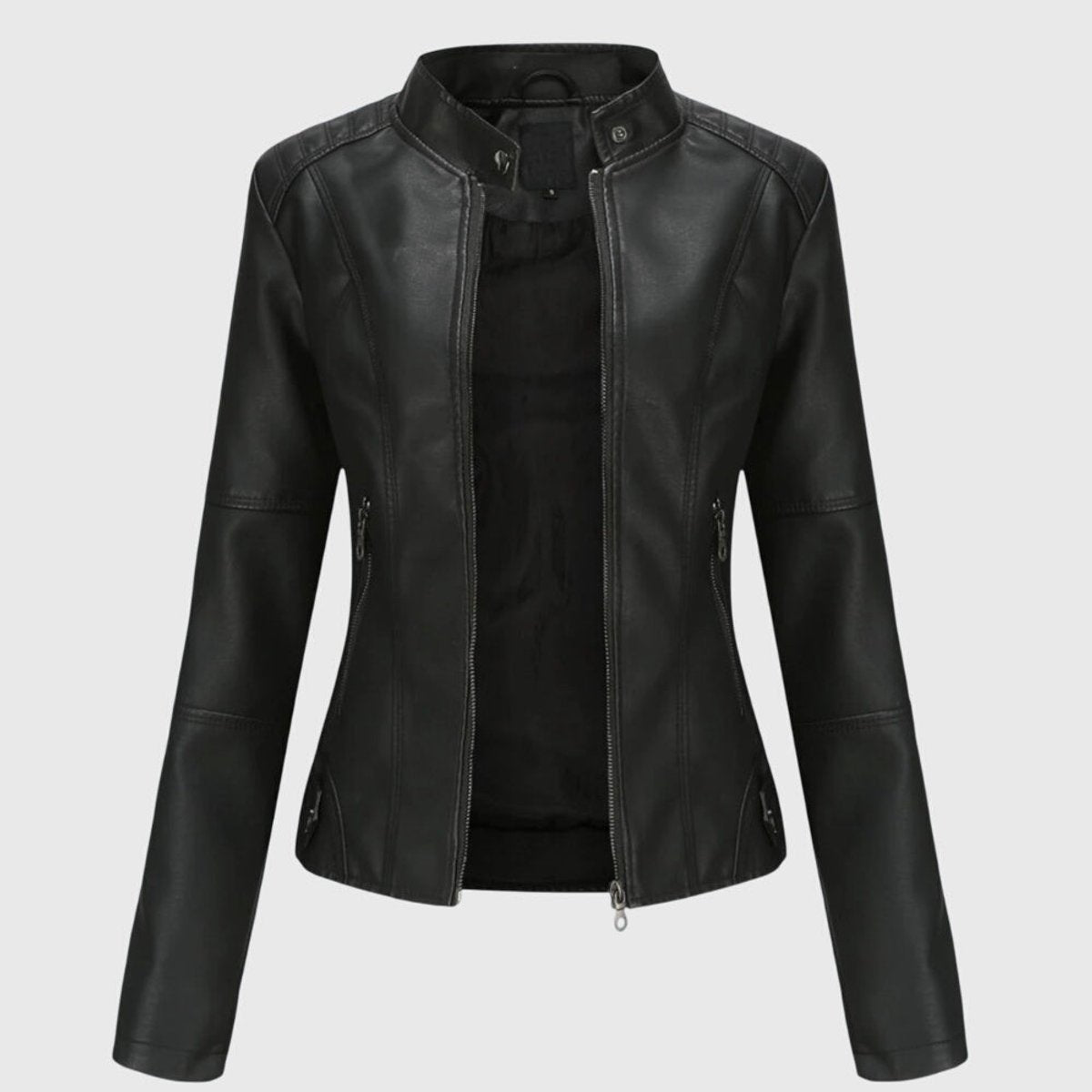 Keira | Women's Faux Leather High-Collar Biker Jacket
