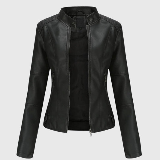 Keira | Women's Faux Leather High-Collar Biker Jacket