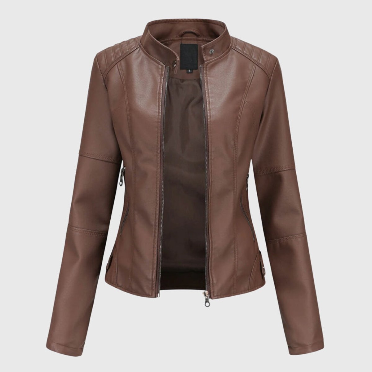 Keira | Women's Faux Leather High-Collar Biker Jacket