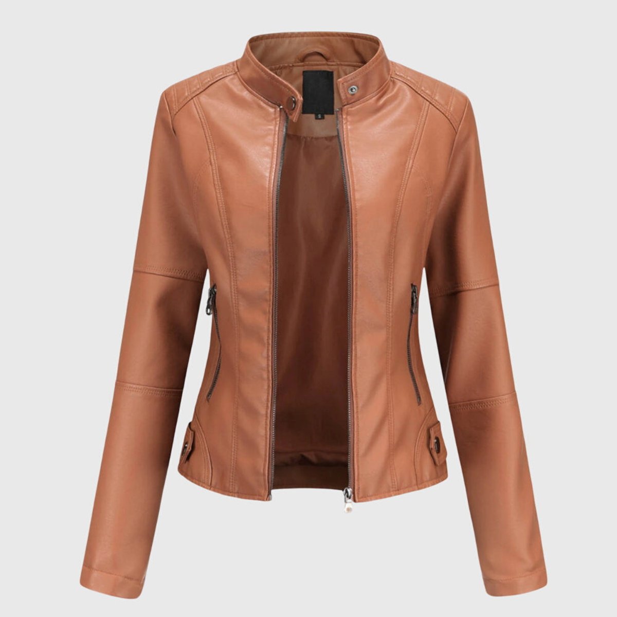 Keira | Women's Faux Leather High-Collar Biker Jacket