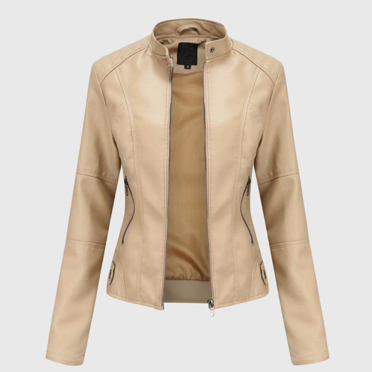 Keira | Women's Faux Leather High-Collar Biker Jacket