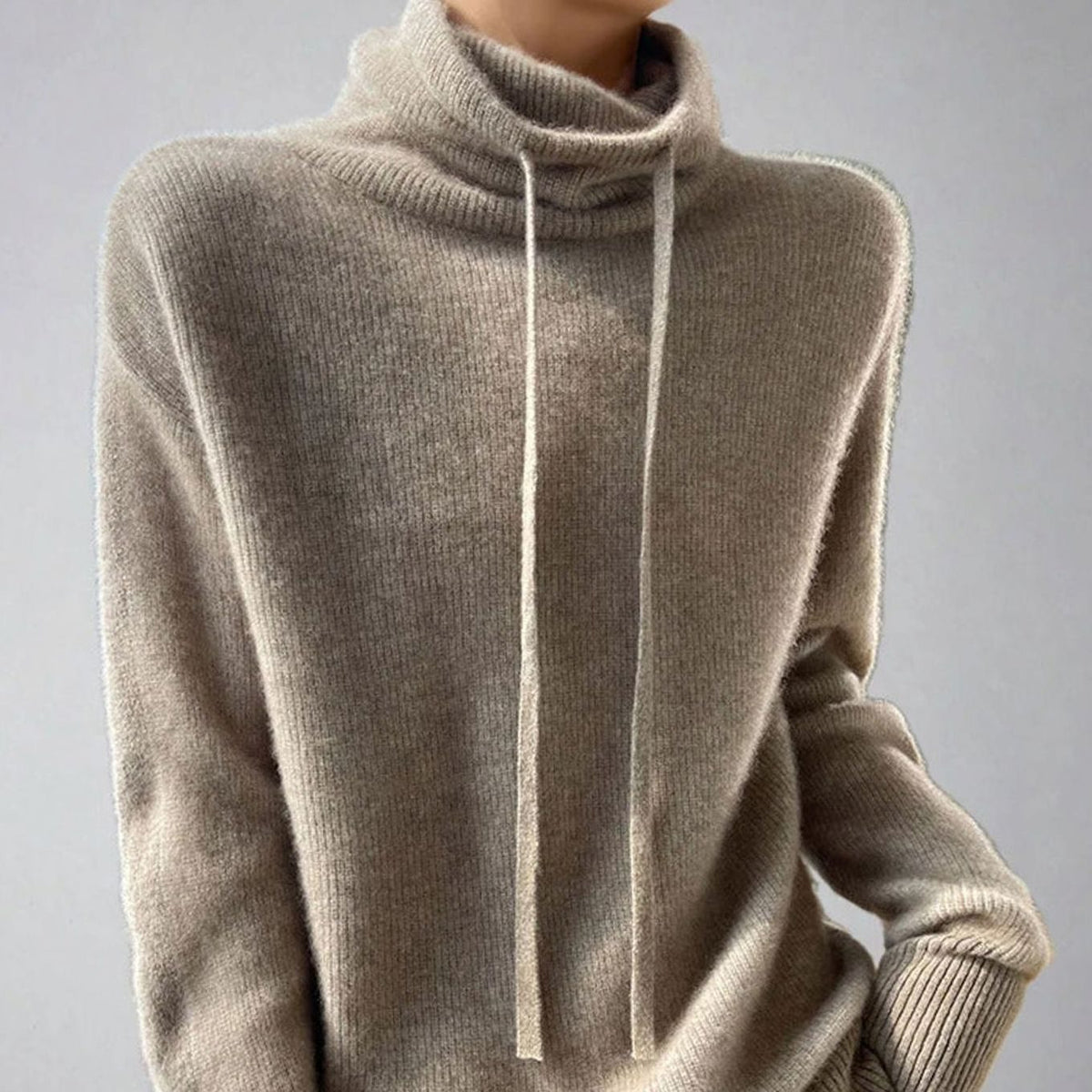 Florence | Women's Slouchy Drawstring Turtleneck Knit Jumper | Winter