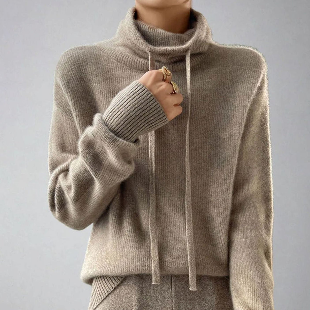 Florence | Women's Slouchy Drawstring Turtleneck Knit Jumper | Winter