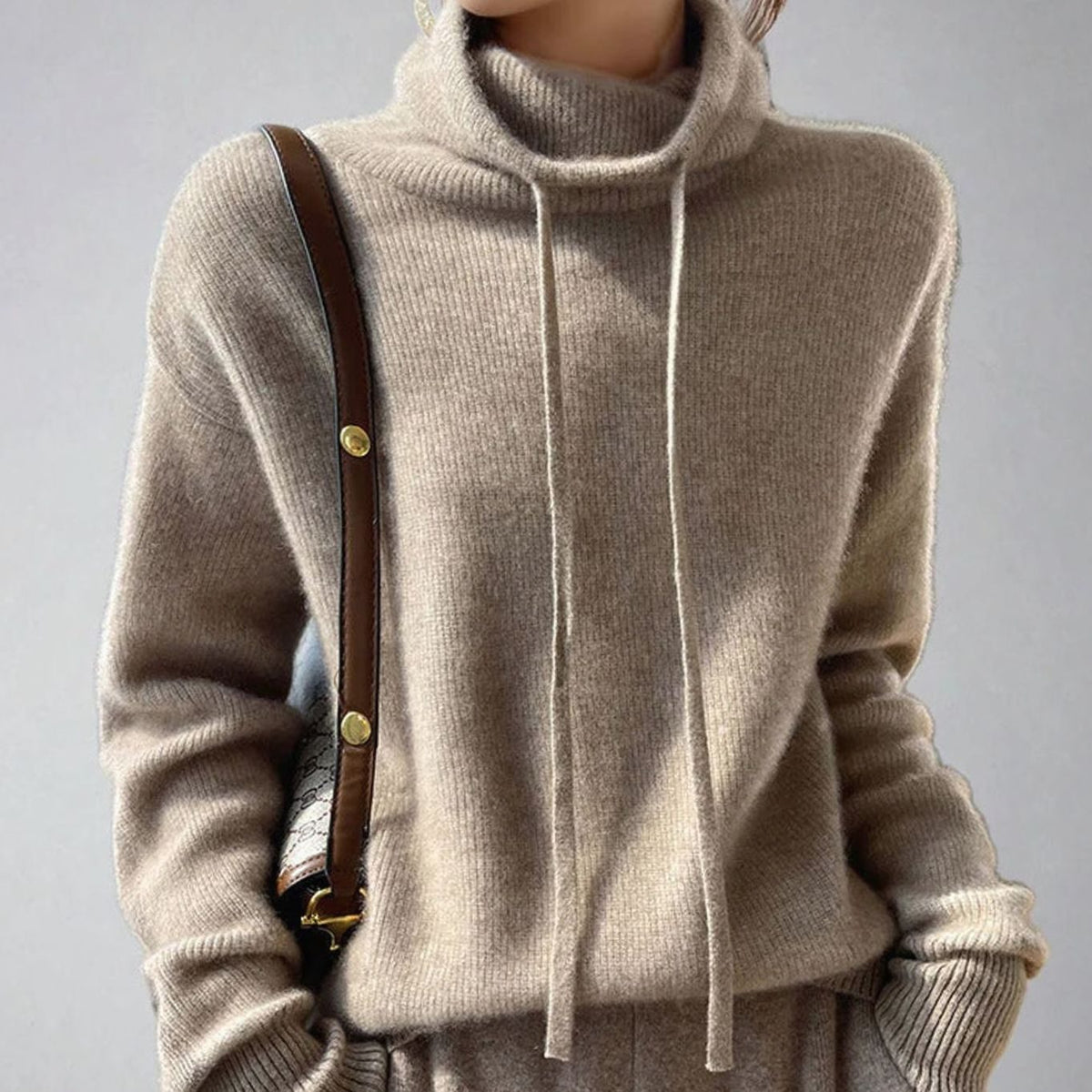 Florence | Women's Slouchy Drawstring Turtleneck Knit Jumper | Winter