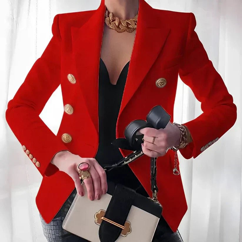Vespera | Women's Tailored Double-Breasted Gold-Button Blazer