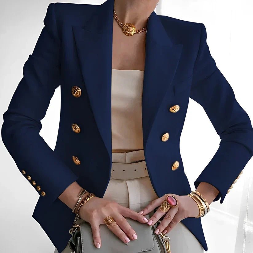 Vespera | Women's Tailored Double-Breasted Gold-Button Blazer
