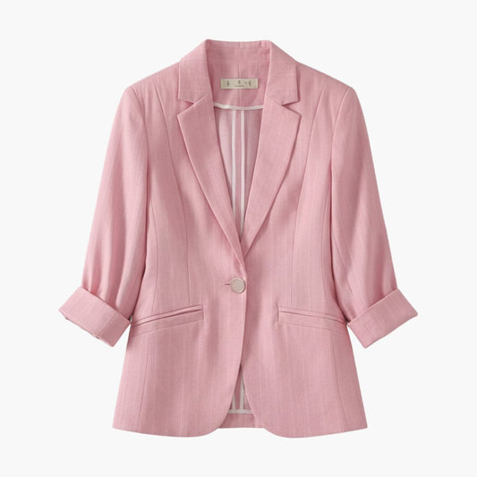 Calista | Women's Lightweight Linen-Blend 3/4-Sleeve Blazer