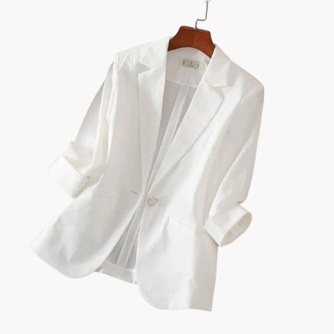 Calista | Women's Lightweight Linen-Blend 3/4-Sleeve Blazer