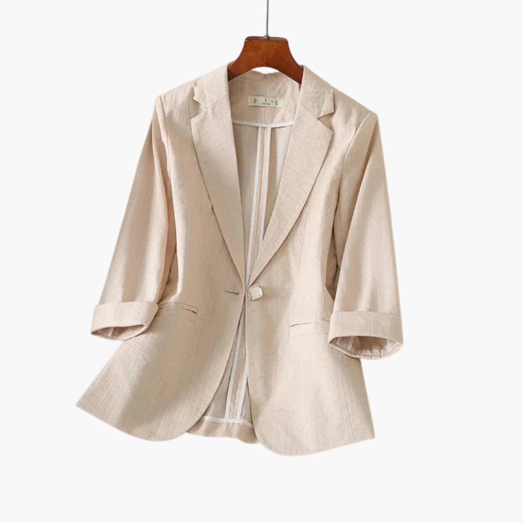Calista | Women's Lightweight Linen-Blend 3/4-Sleeve Blazer
