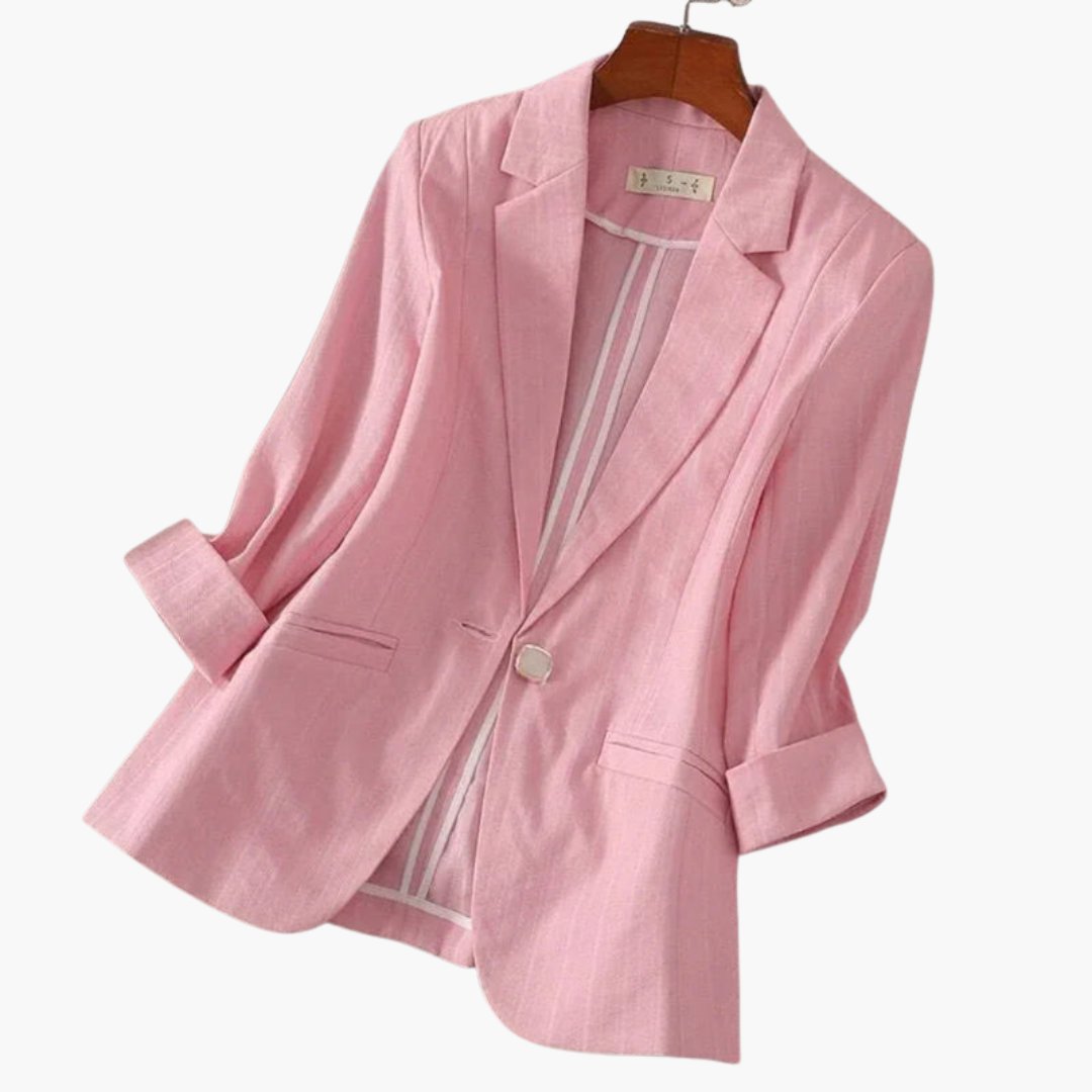 Calista | Women's Lightweight Linen-Blend 3/4-Sleeve Blazer