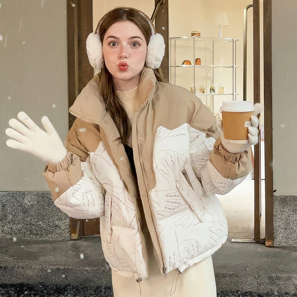 Marlowe | Women's Two-Tone Puffer Jacket with Stand Collar