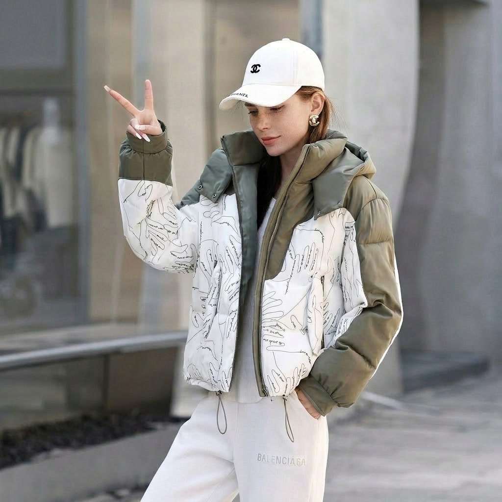 Marlowe | Women's Two-Tone Puffer Jacket with Stand Collar